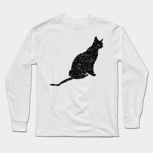 Patterned Black Cat Long Sleeve T-Shirt